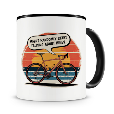 Tasse mit dem Motiv Might Randomly Talk About Bikes