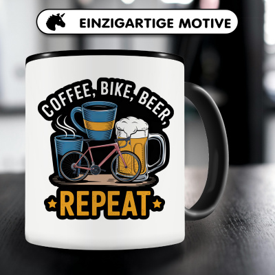 Tasse mit dem Motiv Coffee Bike Beer Repeat - Ansicht 3