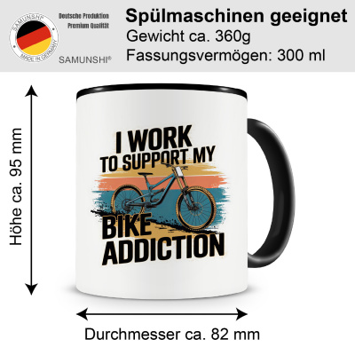 Tasse mit dem Motiv Work To Support Bike Addiction - Ansicht 2