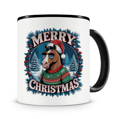 Tasse mit dem Motiv Merry Christmas Pferd