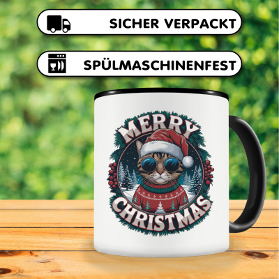 Tasse mit dem Motiv Merry Christmas Katze - Ansicht 4