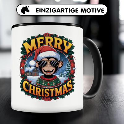 Tasse mit dem Motiv Merry Christmas Affe - Ansicht 3