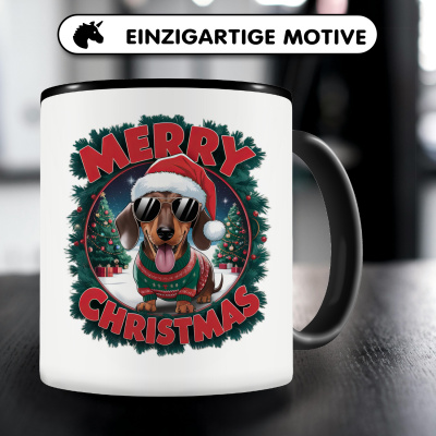 Tasse mit dem Motiv Merry Christmas Dackel - Ansicht 3