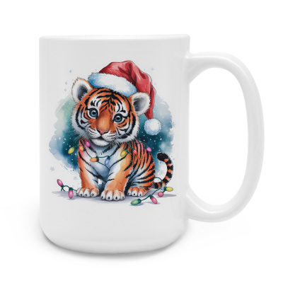 XXL Tasse mit dem Motiv Tiger mit Weihnachtsmtze