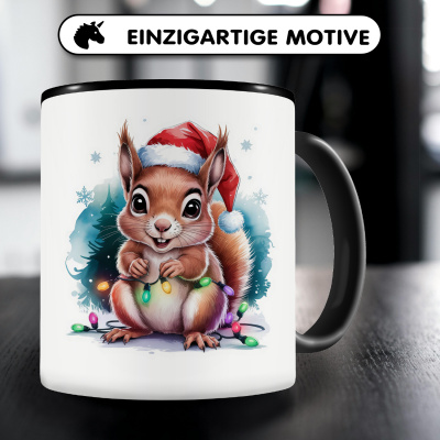 Tasse mit dem Motiv Eichhrnchen mit Weihnachtsmtze - Ansicht 3