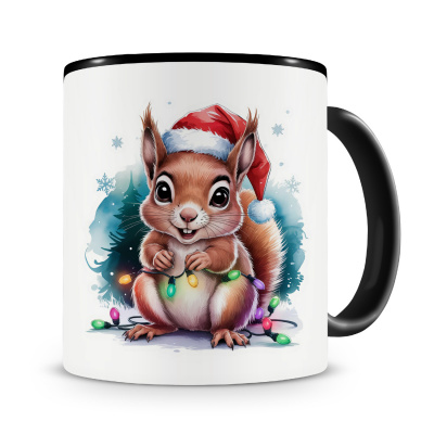 Tasse mit dem Motiv Eichhrnchen mit Weihnachtsmtze