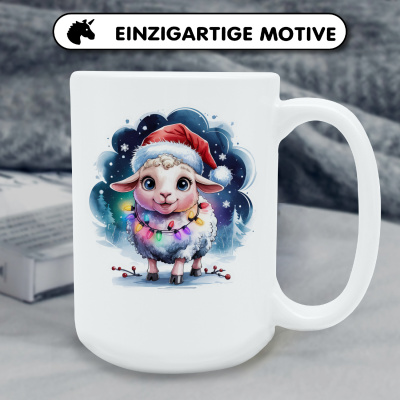XXL Tasse mit dem Motiv Schaf mit Weihnachtsmtze - Ansicht 6
