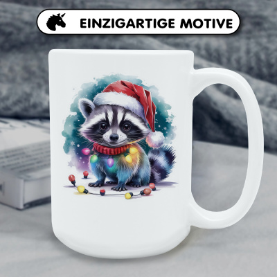 XXL Tasse mit dem Motiv Waschbr mit Weihnachtsmtze - Ansicht 6