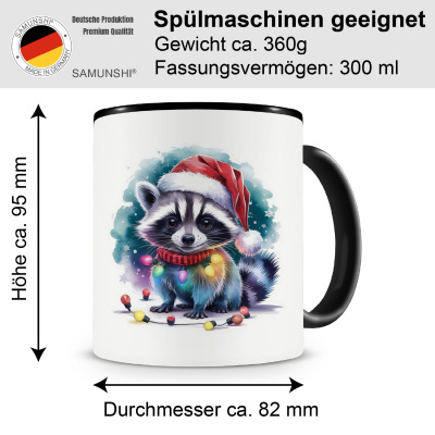 Tasse mit dem Motiv Waschbr mit Weihnachtsmtze - Ansicht 2