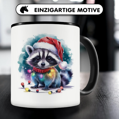 Tasse mit dem Motiv Waschbr mit Weihnachtsmtze - Ansicht 3