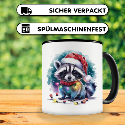 Tasse mit dem Motiv Waschbr mit Weihnachtsmtze - Ansicht 4