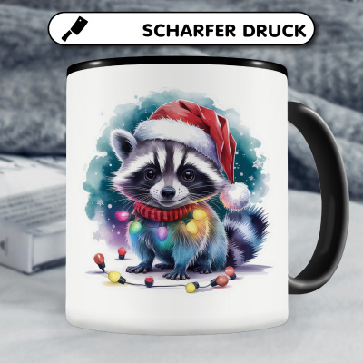 Tasse mit dem Motiv Waschbr mit Weihnachtsmtze - Ansicht 5