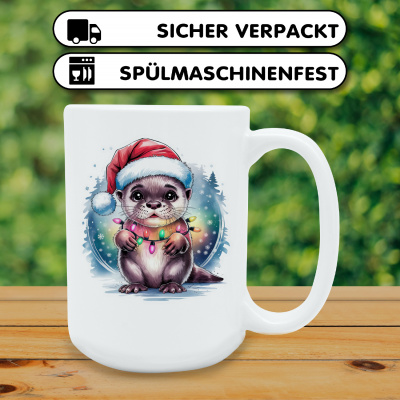 XXL Tasse mit dem Motiv Otter mit Weihnachtsmtze - Ansicht 4
