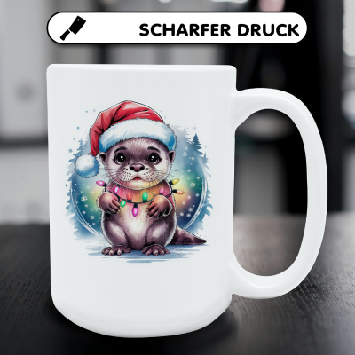 XXL Tasse mit dem Motiv Otter mit Weihnachtsmtze - Ansicht 5