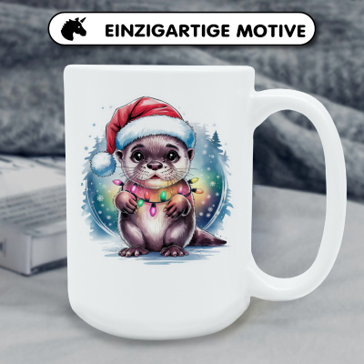 XXL Tasse mit dem Motiv Otter mit Weihnachtsmtze - Ansicht 6