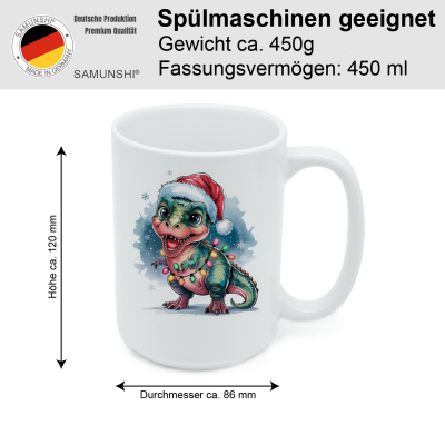 XXL Tasse mit dem Motiv T-Rex mit Weihnachtsmtze - Ansicht 2