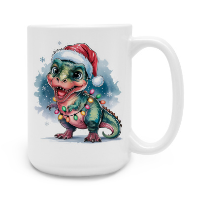 XXL Tasse mit dem Motiv T-Rex mit Weihnachtsmtze