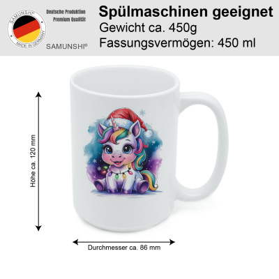 XXL Tasse mit dem Motiv Einhorn mit Weihnachtsmtze - Ansicht 2