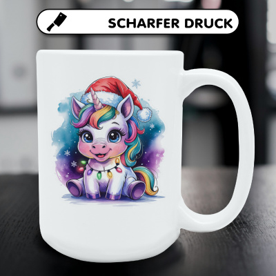XXL Tasse mit dem Motiv Einhorn mit Weihnachtsmtze - Ansicht 5
