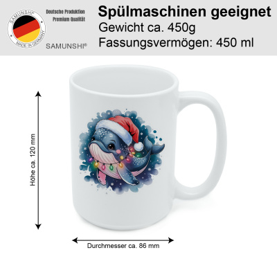 XXL Tasse mit dem Motiv Wal mit Weihnachtsmtze - Ansicht 2