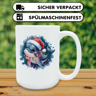 XXL Tasse mit dem Motiv Wal mit Weihnachtsmtze - Ansicht 4