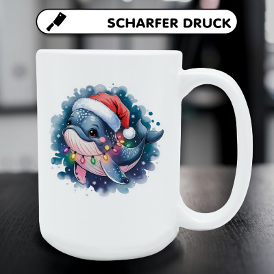 XXL Tasse mit dem Motiv Wal mit Weihnachtsmtze - Ansicht 5