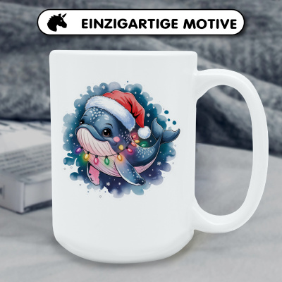 XXL Tasse mit dem Motiv Wal mit Weihnachtsmtze - Ansicht 6