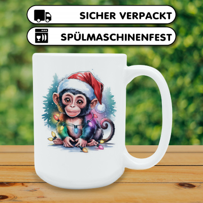 XXL Tasse mit dem Motiv Affe mit Weihnachtsmtze - Ansicht 4