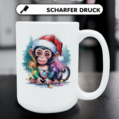 XXL Tasse mit dem Motiv Affe mit Weihnachtsmtze - Ansicht 5