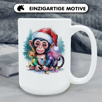 XXL Tasse mit dem Motiv Affe mit Weihnachtsmtze - Ansicht 6
