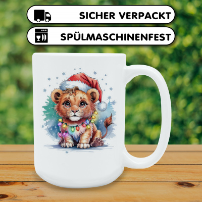 XXL Tasse mit dem Motiv Lwe mit Weihnachtsmtze - Ansicht 4