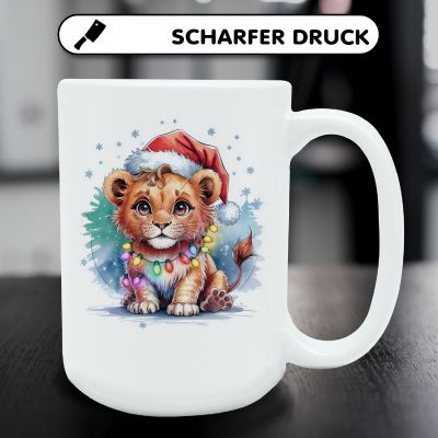 XXL Tasse mit dem Motiv Lwe mit Weihnachtsmtze - Ansicht 5