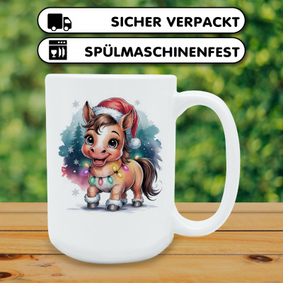 XXL Tasse mit dem Motiv Pferd mit Weihnachtsmtze - Ansicht 4