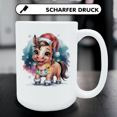 XXL Tasse mit dem Motiv Pferd mit Weihnachtsmtze - Ansicht 5