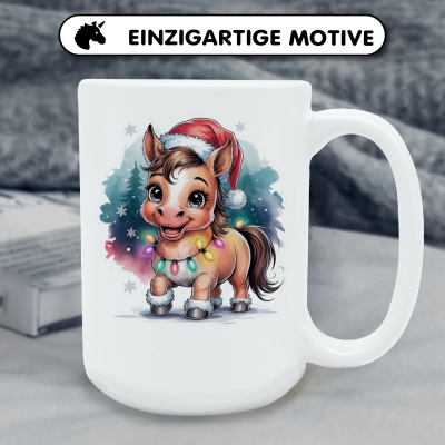 XXL Tasse mit dem Motiv Pferd mit Weihnachtsmtze - Ansicht 6