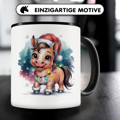 Tasse mit dem Motiv Pferd mit Weihnachtsmtze - Ansicht 3