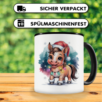 Tasse mit dem Motiv Pferd mit Weihnachtsmtze - Ansicht 4