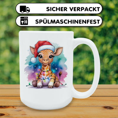 XXL Tasse mit dem Motiv Giraffe mit Weihnachtsmtze - Ansicht 4
