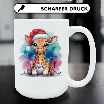 XXL Tasse mit dem Motiv Giraffe mit Weihnachtsmtze - Ansicht 5