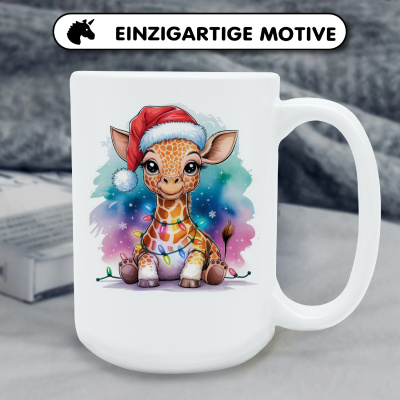 XXL Tasse mit dem Motiv Giraffe mit Weihnachtsmtze - Ansicht 6
