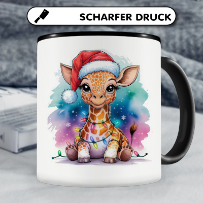 Tasse mit dem Motiv Giraffe mit Weihnachtsmtze - Ansicht 5