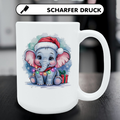 XXL Tasse mit dem Motiv Elefant mit Weihnachtsmtze - Ansicht 5