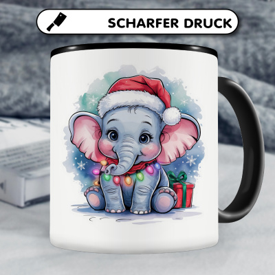 Tasse mit dem Motiv Elefant mit Weihnachtsmtze - Ansicht 5