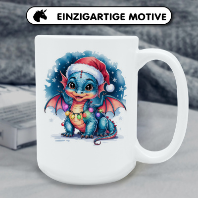 XXL Tasse mit dem Motiv Drache mit Weihnachtsmtze - Ansicht 6
