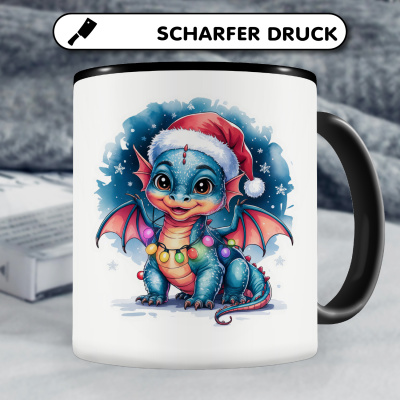 Tasse mit dem Motiv Drache mit Weihnachtsmtze - Ansicht 5