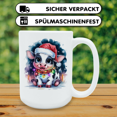 XXL Tasse mit dem Motiv Kuh mit Weihnachtsmtze - Ansicht 4