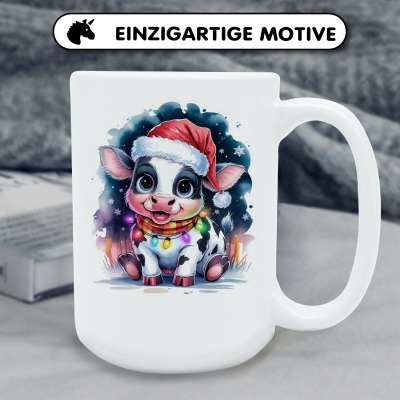 XXL Tasse mit dem Motiv Kuh mit Weihnachtsmtze - Ansicht 6