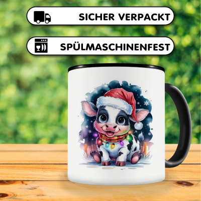 Tasse mit dem Motiv Kuh mit Weihnachtsmtze - Ansicht 4