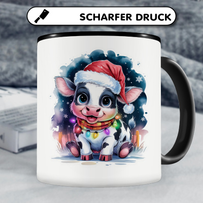 Tasse mit dem Motiv Kuh mit Weihnachtsmtze - Ansicht 5