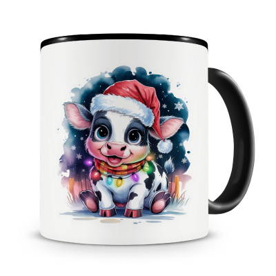 Tasse mit dem Motiv Kuh mit Weihnachtsmtze